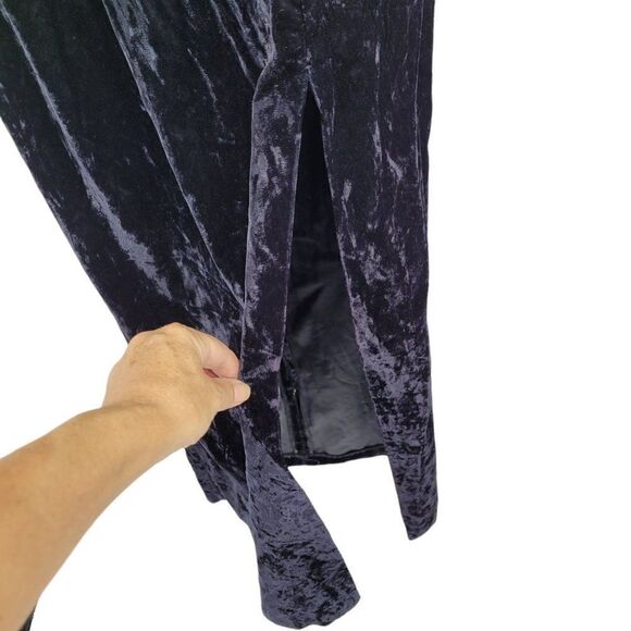 Vtg 80's Womens Jessica McClintock Gown Velvet Strappy Front Slit Evil Queen S - Picture 7 of 11